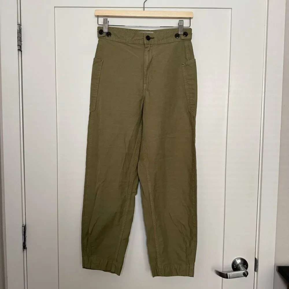 Everlane Fatigue Barrel Pants Womens 0 Tan Khaki High Rise Organic Cotton Linen